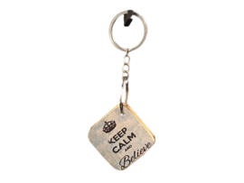 Sleutelhanger met tekst: Keep calm and believe