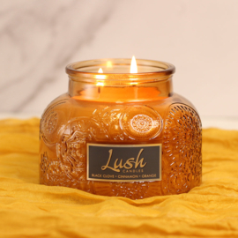 Cheerful Candle Large Geurkaars Black Clove  Cinnamon Orange  20 Oz Lush Cognac