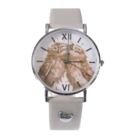 Wrendale Designs Horloge met leren band 'Birds of a Feather' (uil)