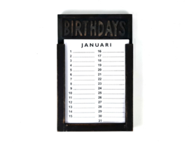 Houten verjaardagskalender Inclusief bladen zwart – 28 x 18 cm