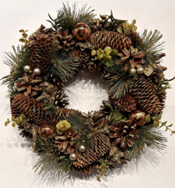 Kerstkrans Copper Baubles & Pinecones 35cm