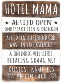 Houten Tekstplank / Tekstbord 40x30cm Hotel Mama