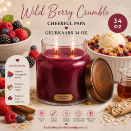 Wild Berry Crumble.geurkaars Cheerful Candle Papa Collectie 155 branduren