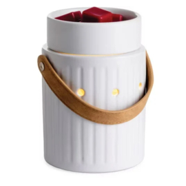 Candle Warmers® Geurlamp wit en bruin leren hengsel  Elektrisch  25 watt