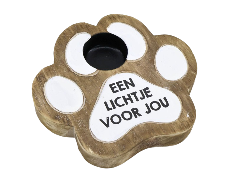 Hondenpoot waxine Een lichtje voor jou.14x14cm