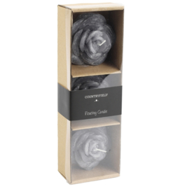 Countryfield drijfkaars bloem Rosi L grijs 7 cm set van 3