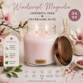 Windswept Magnolia geurkaars Cheerful Candle Papa Collectie 155 branduren