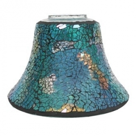 Turquoise Lustre Crackle Mosaic Candle Jar Lamp Shade 16cm
