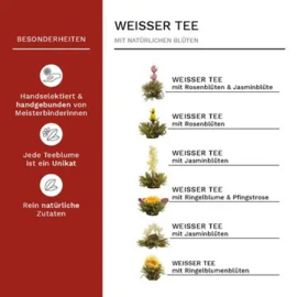 Theebloemen witte thee cadeauset met glazen theepot 500 ml