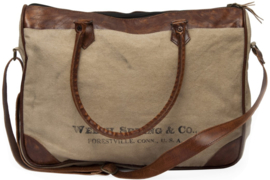 Leather canvas bag Text