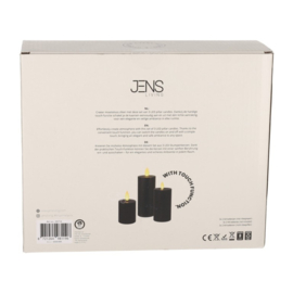 LED stompkaarsen zwart set van 3  Jens Living