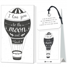I love you to the moon and back Geurtasje - Wenskaart Incl envelop 12,5 x 8 cm