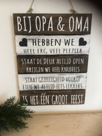 Houten Tekstplank / Tekstbord 40x30cm Bij Opa & Oma