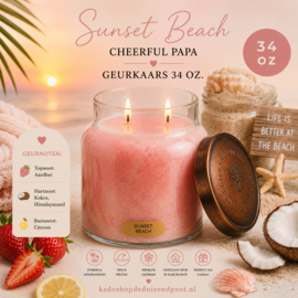 Sunset Beach geurkaars Cheerful Candle Papa Collectie 155 branduren