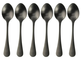 Koffielepeltjes zwart 6-delig – mat zwart dessert lepels Gusta set