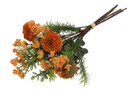 Boeket Dahlia Pompon Oranje – Kunstbloemenboeket 27 cm