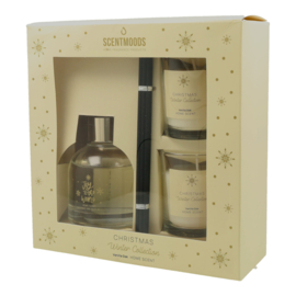 Vanilla Oak Giftset  Scentmoods Diffuser & 2 Geurkaarsen  Warme wintergeur