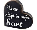 Teksthart Black hout  voor altijd in mijn hart 15x 15 cm