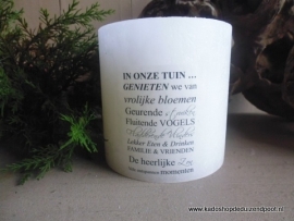 Witte Kaars Tekst In onze tuin