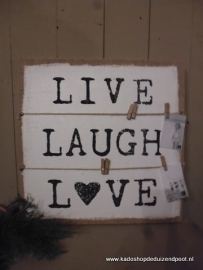 Memobord Live Laugh en Love 40 x 40 cm