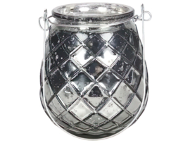 Theelichthouder zilver 10,5 cm – windlicht voor sfeervolle verlichting