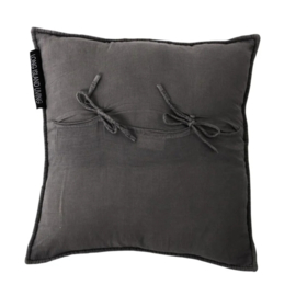 Kussenhoes quilted donkergrijs 55x55 cm – katoenen sierkussen hoes