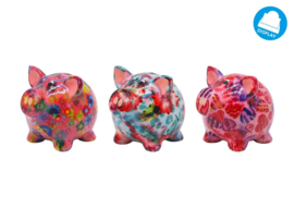 Pomme Pidou Spaarpot Varken S Magical Pink Flowers 10,2 x 9,5 x10 CM