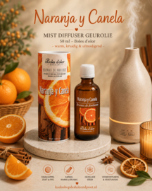 Naranja y Canela (Sinaasappel en Kaneel) Mist Diffuser geurolie 50 ml Boles d’olor – warme kruidige geur