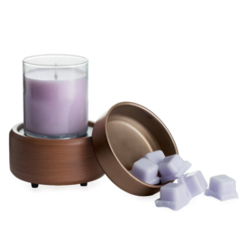 Pewter Walnut Candle Warmers® 2-in-1 klassieke geurlamp en waxmelt brander