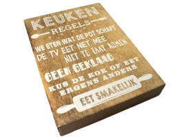 Tekstblok 25x18cm naturel "keuken regels"