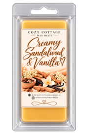Creamy Sandalwood & Vanilla waxmelt 65 gram sojawas Cozy Cottage