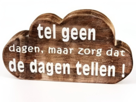 Houten tekstwolk 'Tel geen dagen, maar zorg' 13 x 23 cm