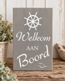 Tekstbord Steigerhout Grijs 30x20 cm "Welkom aan boord"