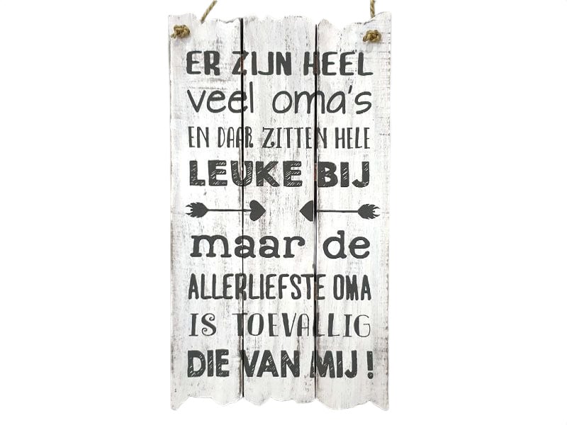 Houten tekstbord  De allerliefste oma (55x30 cm)