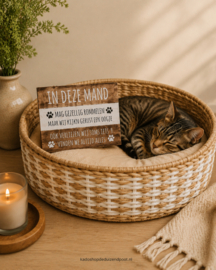 Houten tekstbord  in deze mand naturel white 22x30cm