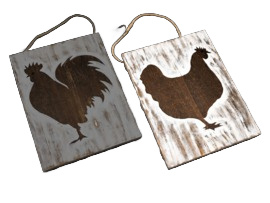 Houten bord kip naturel - wit 31x23 cm
