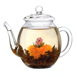 Theebloemen Creano set met glazen theepot zwarte thee
