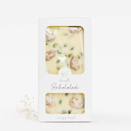 Bake Affair witte chocolade met pistache, amandel & sinaasappel – 100 gram