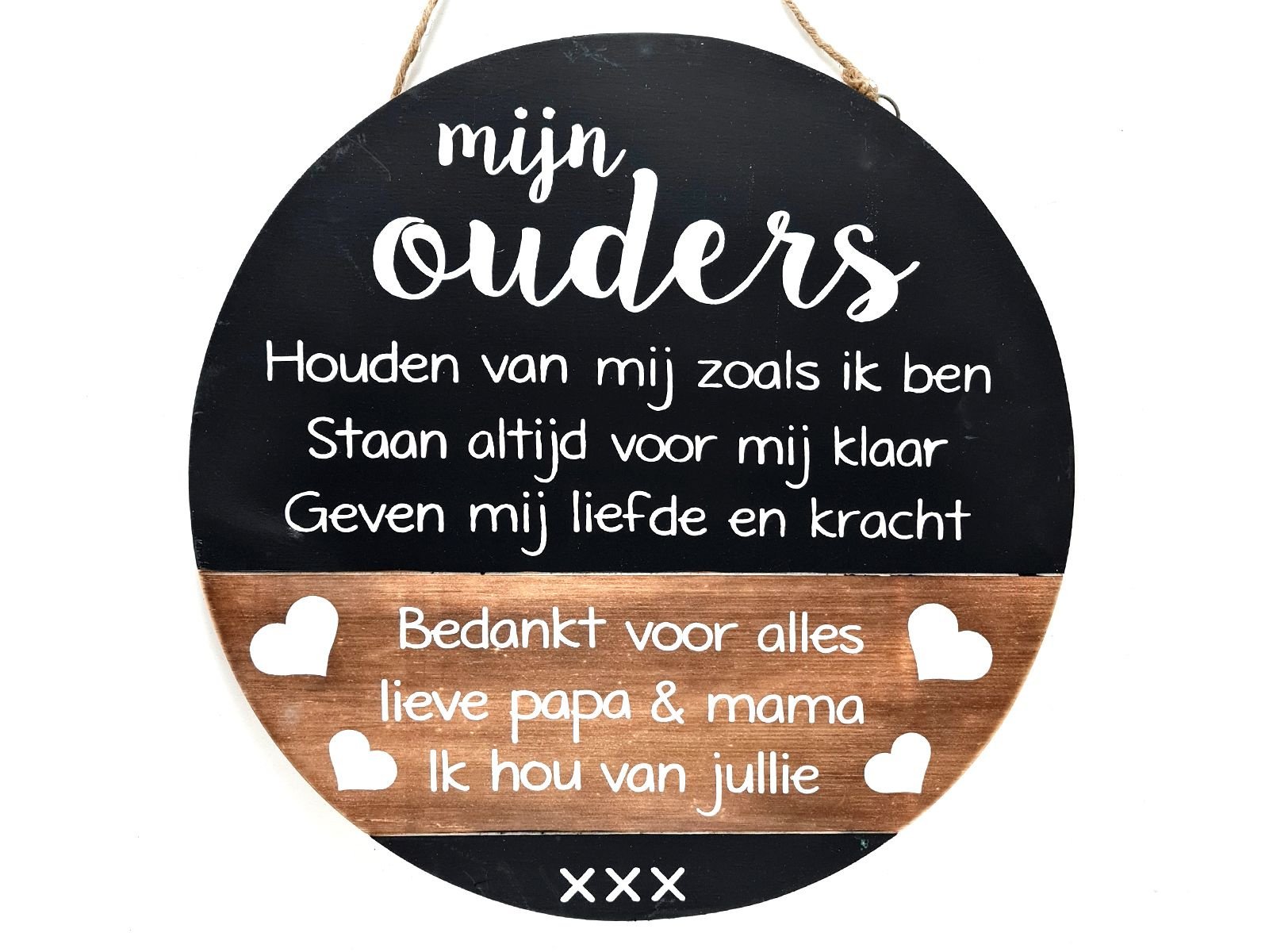 Rond houten tekstbord  Mijn Ouders Ø 40 cm