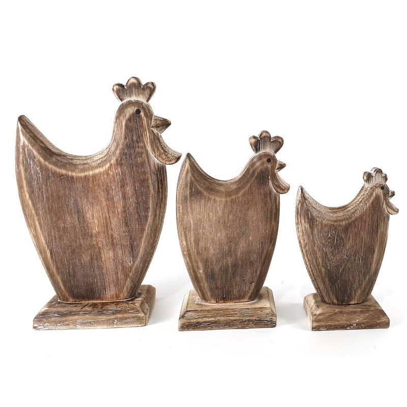 Kippen hout set van 3