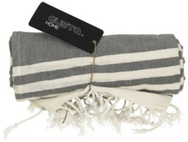 Gusta hamamdoek antraciet wit 100x180 cm – katoen stranddoek