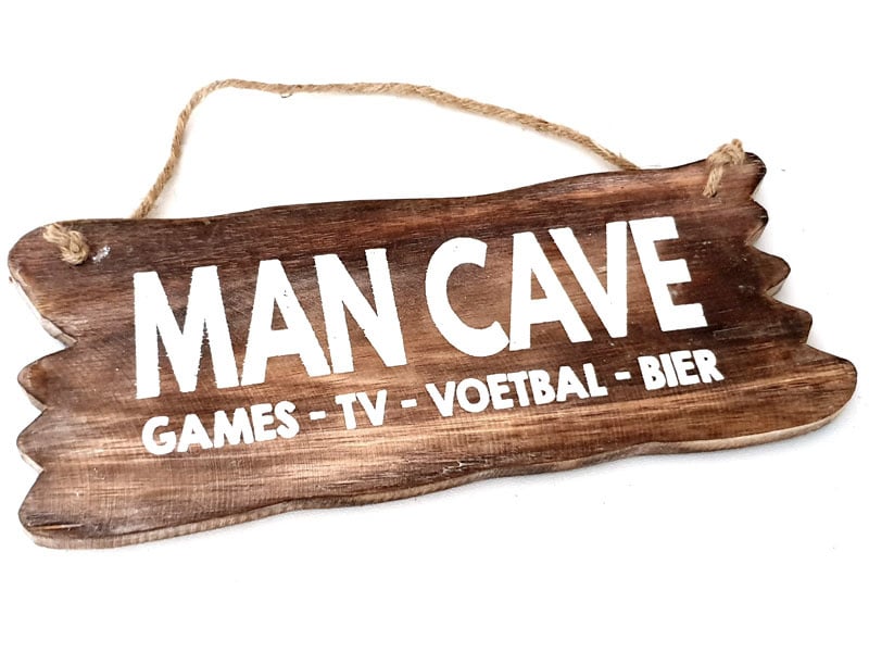 Houten tekstbord Man Cave  naturel