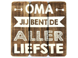 tekstbord 20cm oma allerliefste naturel  20x20cm