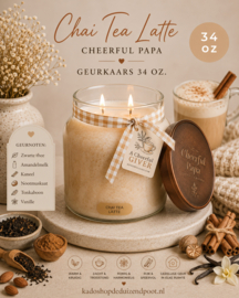 Chai Tea Latte geurkaars Cheerful Candle Papa Collectie 155 branduren