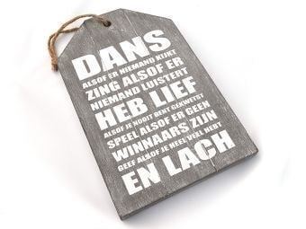 Dienblad/label  Dans alsof… (30x19 cm, grijs-taupe)