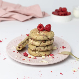 Bake Affair biologische bakmix Frambozen Cookies met witte chocolade