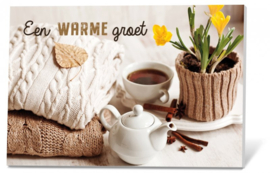 Een warme groet  Thee Wenskaart Incl thee en envelop