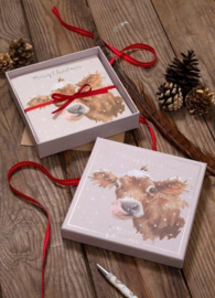 Wrendale Designs Kerstkaart Box Set van 8 Kaarten "First Taste of Snow" Cow