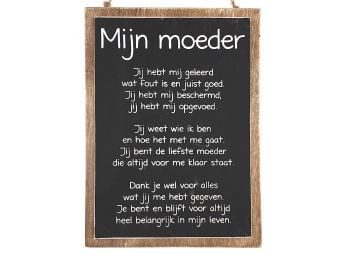 Houten tekstbord – Mijn moeder (30x22 cm)