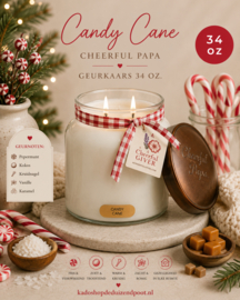 Candy Cane geurkaars Cheerful Candle Papa Collectie 155 branduren
